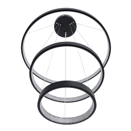 GLOBOSTAR® DIAMOND TRIO 61523 Μοντέρνο Κρεμαστό Φωτιστικό Οροφής LED 100W 11200lm 360° AC 220-240V IP20 Ρυθμιζόμενο Λευκό CCT με Χειριστήριο από 2700K έως 6000K Dimmable - Lumileds SMD Chip - Μαύρο Ματ - Μ90 x Π90 x Υ90cm - 3 Χρόνια Εγγύηση