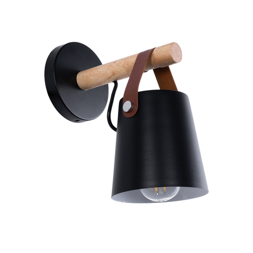 GLOBOSTAR® AMY 00947 Μοντέρνο Φωτιστικό Τοίχου - Απλίκα με Ντουί 1 x E27 AC 220-240V IP20 - Μαύρο & Μπεζ - Μ13 x Π22 x Υ25.5cm