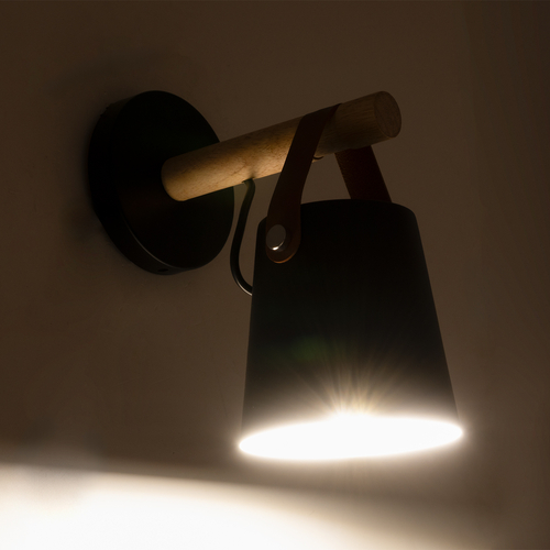 GLOBOSTAR® AMY 00947 Μοντέρνο Φωτιστικό Τοίχου - Απλίκα με Ντουί 1 x E27 AC 220-240V IP20 - Μαύρο & Μπεζ - Μ13 x Π22 x Υ25.5cm