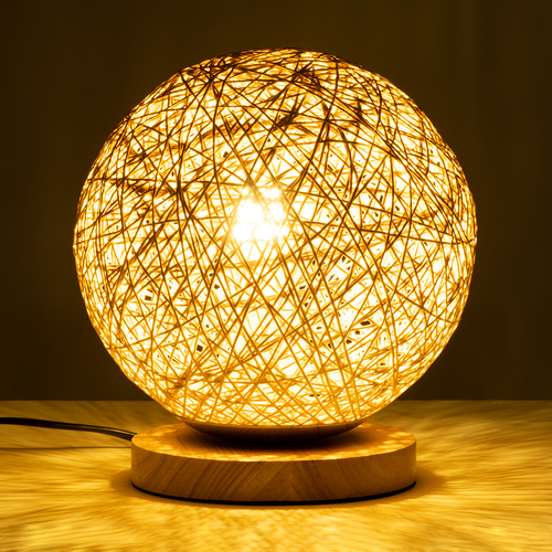 GLOBOSTAR® OCEANA 01336 Boho Επιτραπέζιο Φωτιστικό Πορτατίφ με Ντουί 1 x E27 AC 220-240V IP20 - Μπεζ - M20 x Π20 x Υ22cm