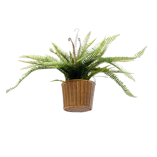 GloboStar® Artificial Garden FERN HANGING BOUQUET PLANT 20629 Τεχνητό Κρεμαστό Διακοσμητικό Φυτό Φτέρης  Y56cm