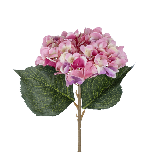 GloboStar® Artificial Garden PINK HYDRANGEA BRANCH 21140 Τεχνητό Διακοσμητικό Κλαδί έντονο Ροζ Ορτανσία Y47cm
