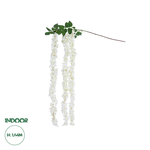 GloboStar® Artificial Garden WHITE WISTERIA FLOWER BRANCH 21516 Τεχνητό Διακοσμητικό κλαδί Βιστέρια Λευκό Φ45 x Υ164cm