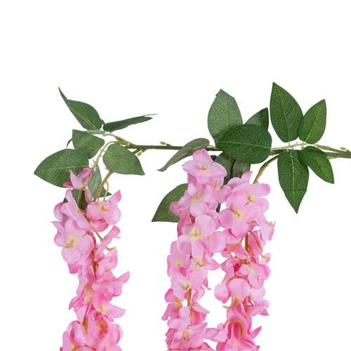 GloboStar® Artificial Garden PINK WISTERIA FLOWER BRANCH 21518 Τεχνητό Διακοσμητικό κλαδί Βιστέρια Ροζ Φ45 x Υ164cm