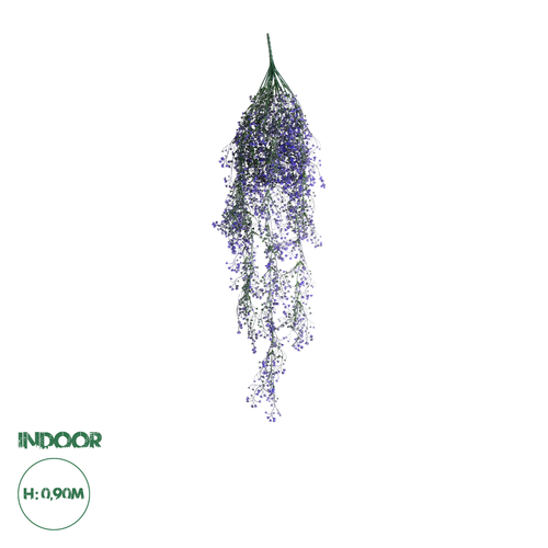 GloboStar® 09037 Τεχνητό Κρεμαστό Διακοσμητικό Φυτό Μήκους 1.2 μέτρων με 15 X Κλαδιά Φύλλωμα Ρούστικ Πράσινο Μωβ