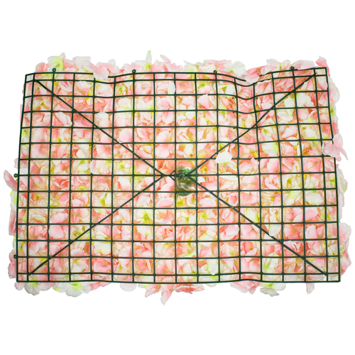 GloboStar® 78323 Συνθετικό Πάνελ Λουλουδιών - Κάθετος Κήπος Άγρια Ορτανσία Ροζ/Λευκό/Κίτρινο Μ60 x Υ40 x Π5cm