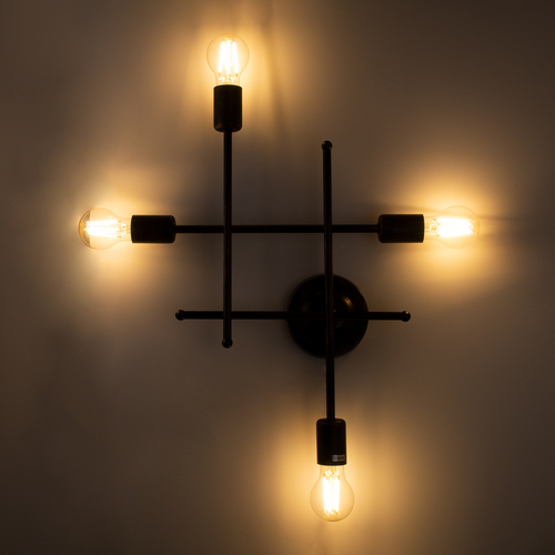 GLOBOSTAR® PIPING 00662 Vintage Φωτιστικό Τοίχου - Απλίκα με Ντουί 4 x E27 AC 220-240V IP20 - Χάλκινο - Μ40 x Π9 x Υ52cm