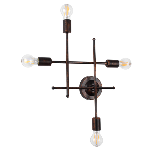 GLOBOSTAR® PIPING 00662 Vintage Φωτιστικό Τοίχου - Απλίκα με Ντουί 4 x E27 AC 220-240V IP20 - Χάλκινο - Μ40 x Π9 x Υ52cm