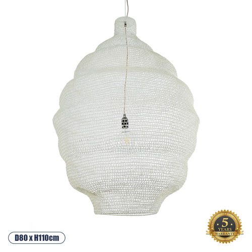 GLOBOSTAR® KENTUCKY 01901 Vintage Κρεμαστό Φωτιστικό Οροφής με Ντουί 1 x E27 AC 220-240V IP20 - Λευκό - Μ80 x Π80 x Y110cm