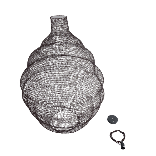 GLOBOSTAR® KENTUCKY 01902 Vintage Κρεμαστό Φωτιστικό Οροφής με Ντουί 1 x E27 AC 220-240V IP20 - Καφέ - Μ80 x Π80 x Y110cm