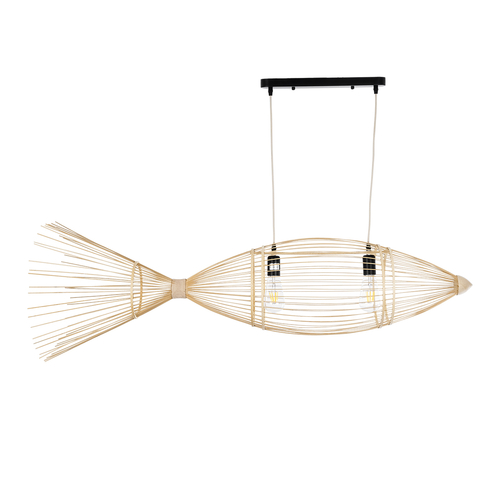 GLOBOSTAR® FISH 01927 Boho Κρεμαστό Φωτιστικό Οροφής με Ντουί 2 x E27 AC 220-240V IP20 - Μπεζ - Μ130 x Π42 x Υ42cm