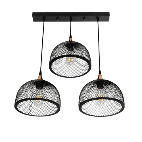 GLOBOSTAR® GLIND 201-0082 Vintage Κρεμαστό Φωτιστικό Οροφής με Ντουί 3 x E27 AC 220-240V IP20 - Μαύρο - Μ60 x Π25 x Υ50cm