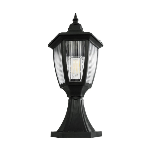 GloboStar® ENGLAND 202-0009 Vintage Επιδαπέδιο Φωτιστικό Φαναράκι Μονόφωτο 1 x E27 IP44 Μαύρο & Διάφανο Πλαστικό - Μ20 x Π20 x Υ45cm