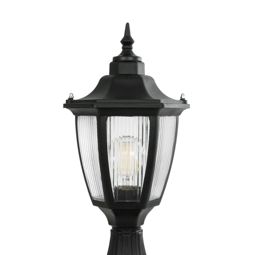 GloboStar® ENGLAND 202-0009 Vintage Επιδαπέδιο Φωτιστικό Φαναράκι Μονόφωτο 1 x E27 IP44 Μαύρο & Διάφανο Πλαστικό - Μ20 x Π20 x Υ45cm