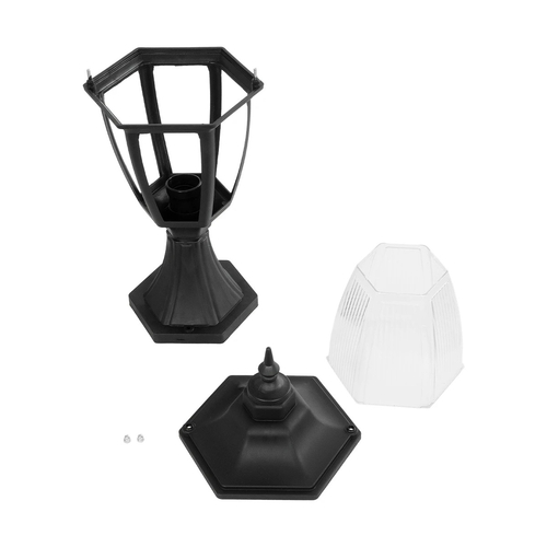 GloboStar® ENGLAND 202-0009 Vintage Επιδαπέδιο Φωτιστικό Φαναράκι Μονόφωτο 1 x E27 IP44 Μαύρο & Διάφανο Πλαστικό - Μ20 x Π20 x Υ45cm