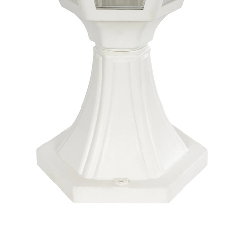 GloboStar® ENGLAND 202-0010 Vintage Επιδαπέδιο Φωτιστικό Φαναράκι Μονόφωτο 1 x E27 IP44 Λευκό & Διάφανο Πλαστικό - Μ20 x Π20 x Υ45cm