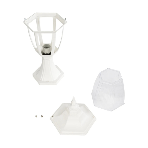 GloboStar® ENGLAND 202-0010 Vintage Επιδαπέδιο Φωτιστικό Φαναράκι Μονόφωτο 1 x E27 IP44 Λευκό & Διάφανο Πλαστικό - Μ20 x Π20 x Υ45cm