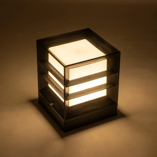 GloboStar® ENGLAND 202-0018 Μοντέρνο Επιδαπέδιο Φωτιστικό Μονόφωτο 1 x E27 IP44 Μαύρο Πλαστικό - Μ22 x Π22 x Υ27cm