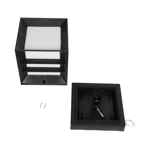 GloboStar® ENGLAND 202-0018 Μοντέρνο Επιδαπέδιο Φωτιστικό Μονόφωτο 1 x E27 IP44 Μαύρο Πλαστικό - Μ22 x Π22 x Υ27cm