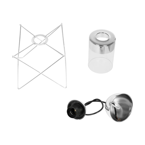 GLOBOSTAR® PLEX 202-0038 Μοντέρνο Κρεμαστό Φωτιστικό Οροφής με Ντουί 1 x E27 AC 220-240V IP20 - Ασημί & Διάφανο - Μ25 x Π25 x Υ23cm