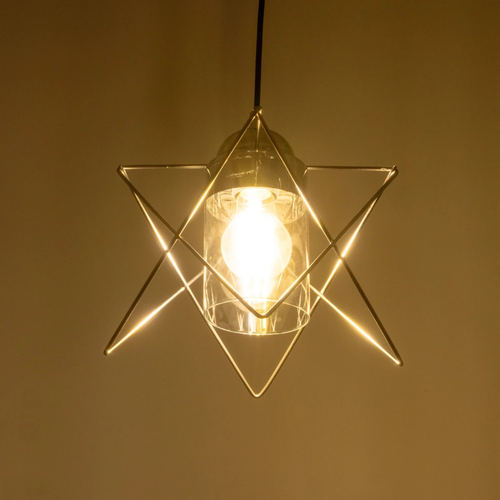 GLOBOSTAR® PLEX 202-0038 Μοντέρνο Κρεμαστό Φωτιστικό Οροφής με Ντουί 1 x E27 AC 220-240V IP20 - Ασημί & Διάφανο - Μ25 x Π25 x Υ23cm