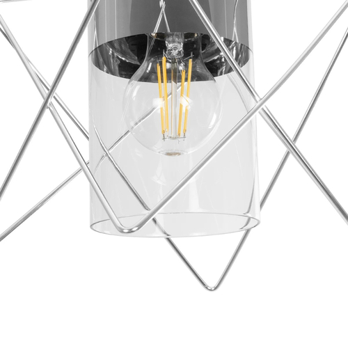 GLOBOSTAR® PLEX 202-0038 Μοντέρνο Κρεμαστό Φωτιστικό Οροφής με Ντουί 1 x E27 AC 220-240V IP20 - Ασημί & Διάφανο - Μ25 x Π25 x Υ23cm