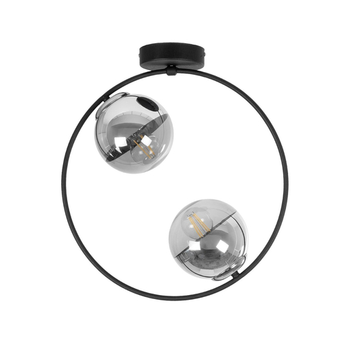 GLOBOSTAR® CITY 202-0040 Μοντέρνο Φωτιστικό Οροφής με Ντουί 2 x E27 AC 220-240V IP20 - Διάφανο & Μαύρο - Μ45 x Π15 x Υ55cm