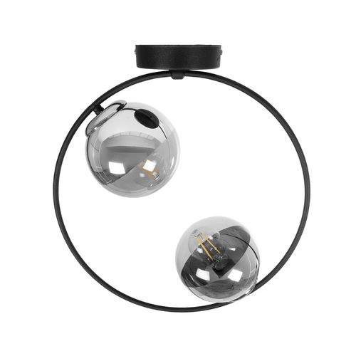 GLOBOSTAR® CITY 202-0040 Μοντέρνο Φωτιστικό Οροφής με Ντουί 2 x E27 AC 220-240V IP20 - Διάφανο & Μαύρο - Μ45 x Π15 x Υ55cm