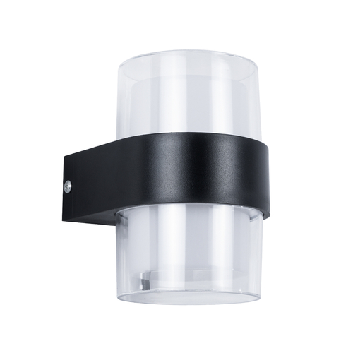 GLOBOSTAR® EMPIRE 60776 Μοντέρνο Φωτιστικό Τοίχου - Απλίκα LED 10W 1050lm 120° AC 220-240V Αδιάβροχο IP65 Φυσικό Λευκό 4500K - Bridgelux SMD Chip & TÜV SÜD Driver - Διάφανο & Μαύρο Ματ - M10 x Π11 x Υ13.5cm - 3 Χρόνια Εγγύηση