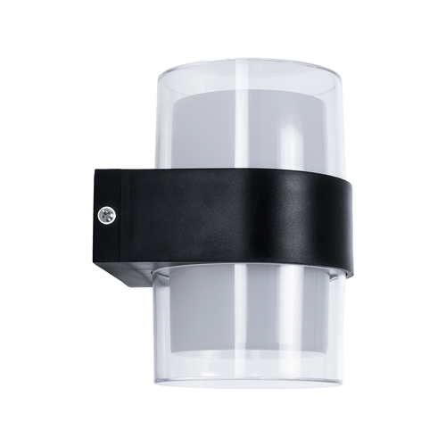 GLOBOSTAR® EMPIRE 60776 Μοντέρνο Φωτιστικό Τοίχου - Απλίκα LED 10W 1050lm 120° AC 220-240V Αδιάβροχο IP65 Φυσικό Λευκό 4500K - Bridgelux SMD Chip & TÜV SÜD Driver - Διάφανο & Μαύρο Ματ - M10 x Π11 x Υ13.5cm - 3 Χρόνια Εγγύηση