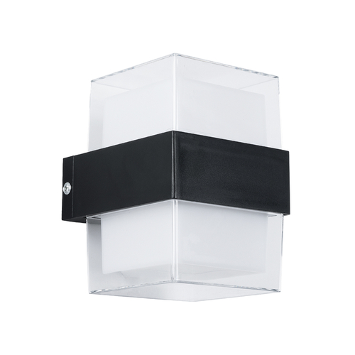 GLOBOSTAR® EMPIRE 60779 Μοντέρνο Φωτιστικό Τοίχου - Απλίκα LED 10W 1050lm 120° AC 220-240V Αδιάβροχο IP65 Θερμό Λευκό 2700K - Bridgelux SMD Chip & TÜV SÜD Driver - Διάφανο & Μαύρο Ματ - Μ10.5 x Π9 x Υ13cm - 3 Χρόνια Εγγύηση