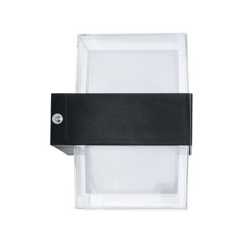 GLOBOSTAR® EMPIRE 60779 Μοντέρνο Φωτιστικό Τοίχου - Απλίκα LED 10W 1050lm 120° AC 220-240V Αδιάβροχο IP65 Θερμό Λευκό 2700K - Bridgelux SMD Chip & TÜV SÜD Driver - Διάφανο & Μαύρο Ματ - Μ10.5 x Π9 x Υ13cm - 3 Χρόνια Εγγύηση