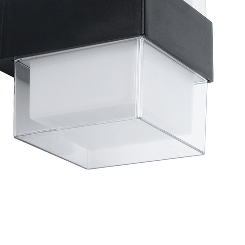 GLOBOSTAR® EMPIRE 60779 Μοντέρνο Φωτιστικό Τοίχου - Απλίκα LED 10W 1050lm 120° AC 220-240V Αδιάβροχο IP65 Θερμό Λευκό 2700K - Bridgelux SMD Chip & TÜV SÜD Driver - Διάφανο & Μαύρο Ματ - Μ10.5 x Π9 x Υ13cm - 3 Χρόνια Εγγύηση