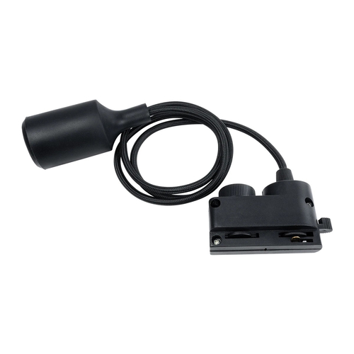 GloboStar 60859 Αντάπτορας Κρέμασης Φωτιστικού -  Μονοφασικός 2 Καλωδίων με 1 Μέτρο Υφασμάτινο Καλώδιο και Ντουί E27 AC 220-240V IP20 Μ7 x Π3 x Υ4cm - Μαύρο