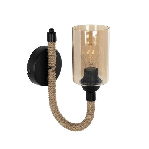 GLOBOSTAR® RIFT 203-0002 Vintage Φωτιστικό Τοίχου - Απλίκα με Ντουί 1 x E27 AC 220-240V IP20 - Μαύρο & Μπεζ - Μ12 x Π24 x Υ31cm