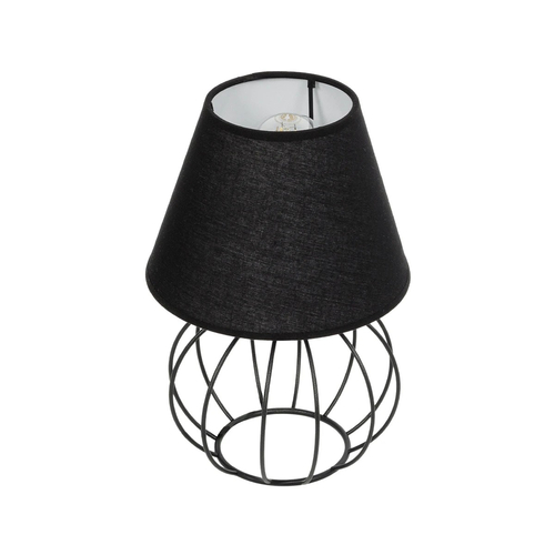 GloboStar® SHAPE 202-0057 Μοντέρνο Eπιτραπέζιο Φωτιστικό Πορτατίφ Μονόφωτο 1 x E27 IP20 Μαύρο Μέταλλο με Μαύρο Ύφασμα - Μ16 x Π16 x Υ30cm
