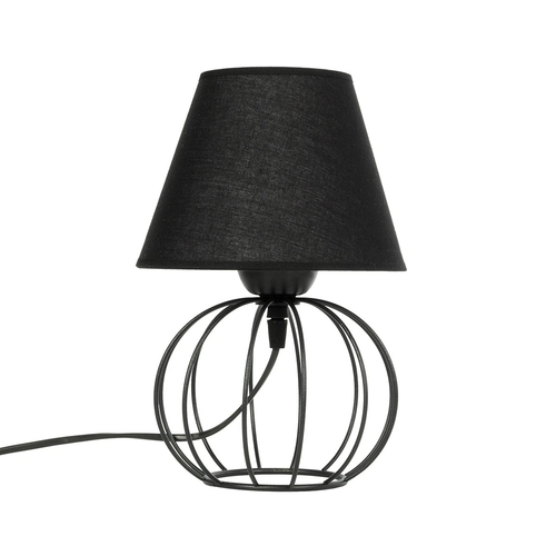 GloboStar® SHAPE 202-0057 Μοντέρνο Eπιτραπέζιο Φωτιστικό Πορτατίφ Μονόφωτο 1 x E27 IP20 Μαύρο Μέταλλο με Μαύρο Ύφασμα - Μ16 x Π16 x Υ30cm