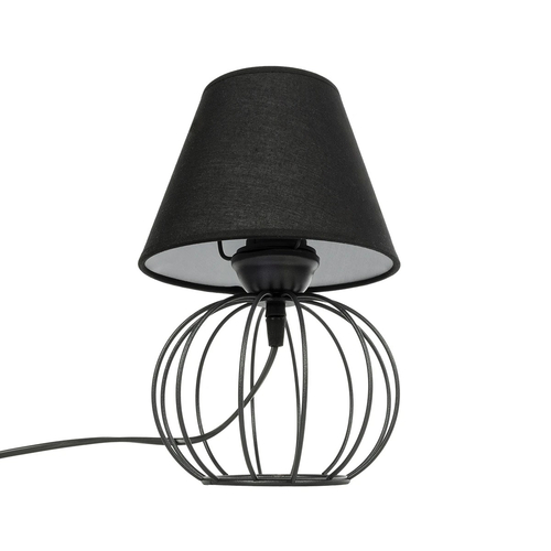 GloboStar® SHAPE 202-0057 Μοντέρνο Eπιτραπέζιο Φωτιστικό Πορτατίφ Μονόφωτο 1 x E27 IP20 Μαύρο Μέταλλο με Μαύρο Ύφασμα - Μ16 x Π16 x Υ30cm