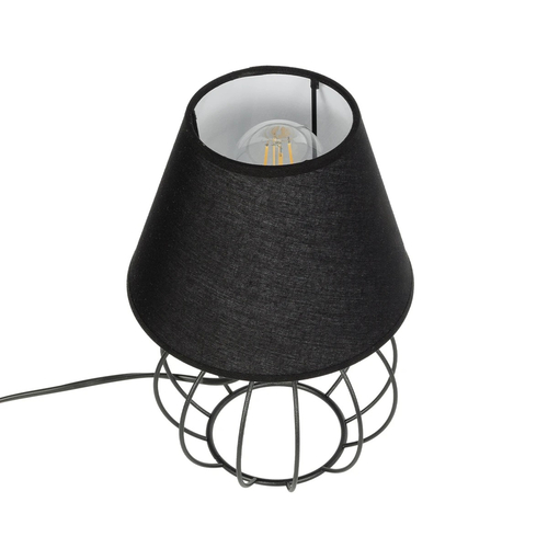 GloboStar® SHAPE 202-0057 Μοντέρνο Eπιτραπέζιο Φωτιστικό Πορτατίφ Μονόφωτο 1 x E27 IP20 Μαύρο Μέταλλο με Μαύρο Ύφασμα - Μ16 x Π16 x Υ30cm