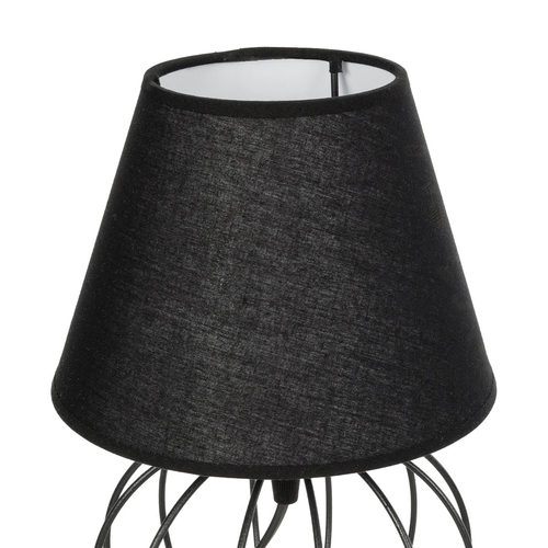 GloboStar® SHAPE 202-0057 Μοντέρνο Eπιτραπέζιο Φωτιστικό Πορτατίφ Μονόφωτο 1 x E27 IP20 Μαύρο Μέταλλο με Μαύρο Ύφασμα - Μ16 x Π16 x Υ30cm