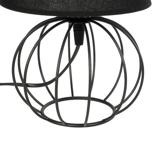 GloboStar® SHAPE 202-0057 Μοντέρνο Eπιτραπέζιο Φωτιστικό Πορτατίφ Μονόφωτο 1 x E27 IP20 Μαύρο Μέταλλο με Μαύρο Ύφασμα - Μ16 x Π16 x Υ30cm