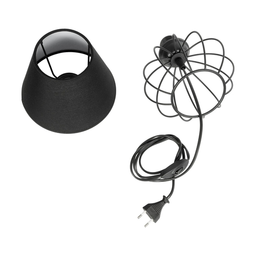 GloboStar® SHAPE 202-0057 Μοντέρνο Eπιτραπέζιο Φωτιστικό Πορτατίφ Μονόφωτο 1 x E27 IP20 Μαύρο Μέταλλο με Μαύρο Ύφασμα - Μ16 x Π16 x Υ30cm