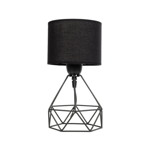 GloboStar® SHAPE 202-0059 Μοντέρνο Eπιτραπέζιο Φωτιστικό Πορτατίφ Μονόφωτο 1 x E27 IP20 Μαύρο Μέταλλο με Μαύρο Ύφασμα - Μ16 x Π16 x Υ30cm
