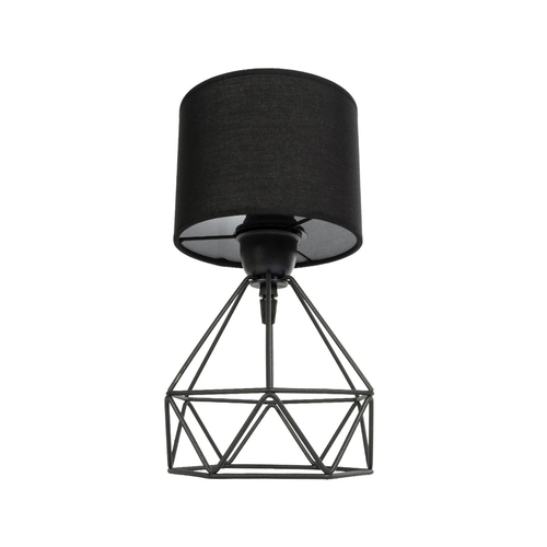 GloboStar® SHAPE 202-0059 Μοντέρνο Eπιτραπέζιο Φωτιστικό Πορτατίφ Μονόφωτο 1 x E27 IP20 Μαύρο Μέταλλο με Μαύρο Ύφασμα - Μ16 x Π16 x Υ30cm