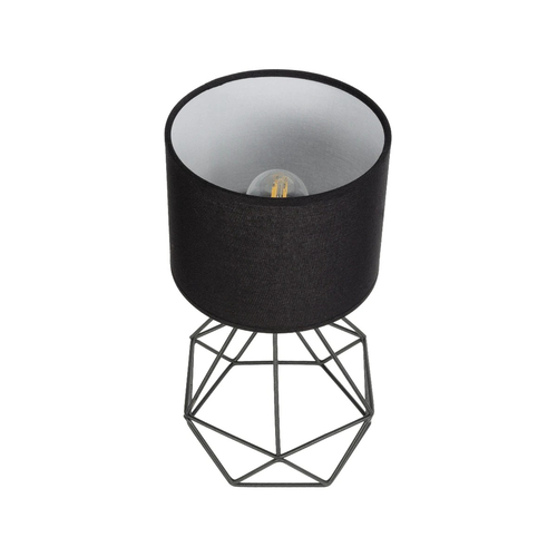 GloboStar® SHAPE 202-0059 Μοντέρνο Eπιτραπέζιο Φωτιστικό Πορτατίφ Μονόφωτο 1 x E27 IP20 Μαύρο Μέταλλο με Μαύρο Ύφασμα - Μ16 x Π16 x Υ30cm