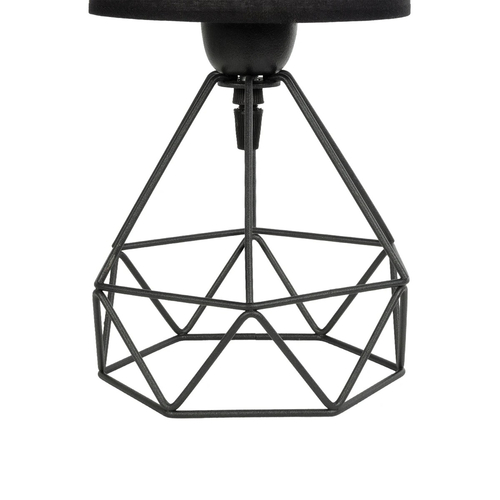 GloboStar® SHAPE 202-0059 Μοντέρνο Eπιτραπέζιο Φωτιστικό Πορτατίφ Μονόφωτο 1 x E27 IP20 Μαύρο Μέταλλο με Μαύρο Ύφασμα - Μ16 x Π16 x Υ30cm