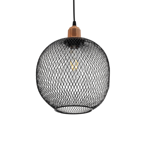 GLOBOSTAR® WIRE 203-0004 Μοντέρνο Κρεμαστό Φωτιστικό Οροφής με Ντουί 1 x E27 AC 220-240V IP20 - Μαύρο & Χάλκινο - Μ25 x Π25 x Υ30cm