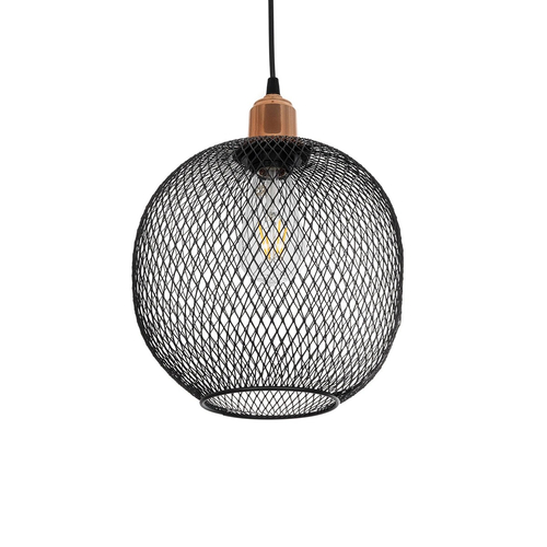 GLOBOSTAR® WIRE 203-0004 Μοντέρνο Κρεμαστό Φωτιστικό Οροφής με Ντουί 1 x E27 AC 220-240V IP20 - Μαύρο & Χάλκινο - Μ25 x Π25 x Υ30cm