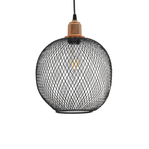 GLOBOSTAR® WIRE 203-0004 Μοντέρνο Κρεμαστό Φωτιστικό Οροφής με Ντουί 1 x E27 AC 220-240V IP20 - Μαύρο & Χάλκινο - Μ25 x Π25 x Υ30cm