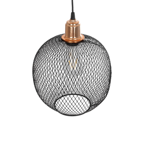 GLOBOSTAR® WIRE 203-0004 Μοντέρνο Κρεμαστό Φωτιστικό Οροφής με Ντουί 1 x E27 AC 220-240V IP20 - Μαύρο & Χάλκινο - Μ25 x Π25 x Υ30cm